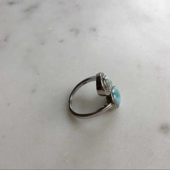 Clearance Sale $28 Firm! Natural Larimar & Cz Sterling Ring, Sz 6 - Picture 9 of 16